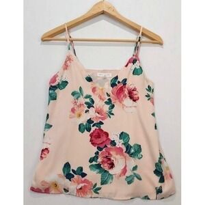 Women's Camisole Top Size XS Pink Multicolor Floral Sleeveless Socialite lq